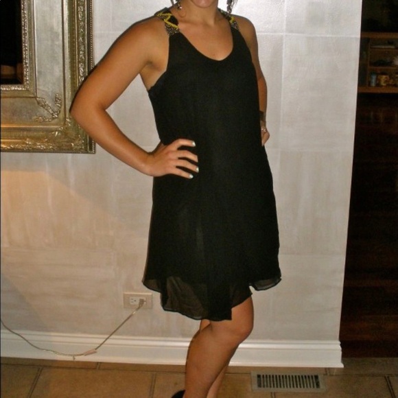 Forever 21 Women’s Black Dress w Beaded Embroidery - Picture 1 of 4